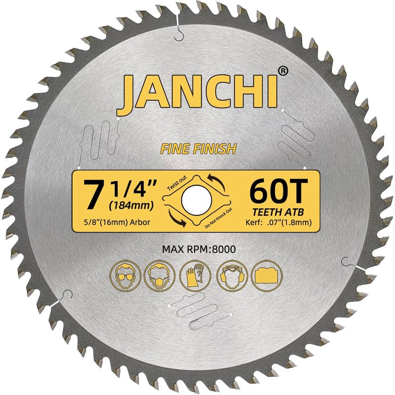 Jianchi 3Pack Combo 7-1/4 Inch 24T&40T&60T Woodworking Saw Blades with 5/8" Arbor, 0.06" Thin Kerf Alternating Top Bevel Tungsten Carbide Teeth Circular Saw Table Saw Blade, Ideal for Various Woods Cutting - Image 2